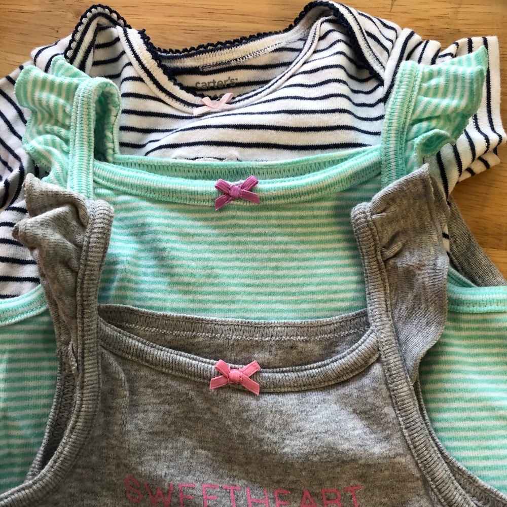 3 pieces girls onesies  100% cotton  summer bundle